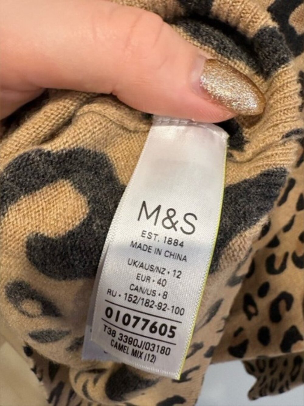 Autograph Leopard Print Sweater 100% Cashmere Size 12 - Picture 5 of 7